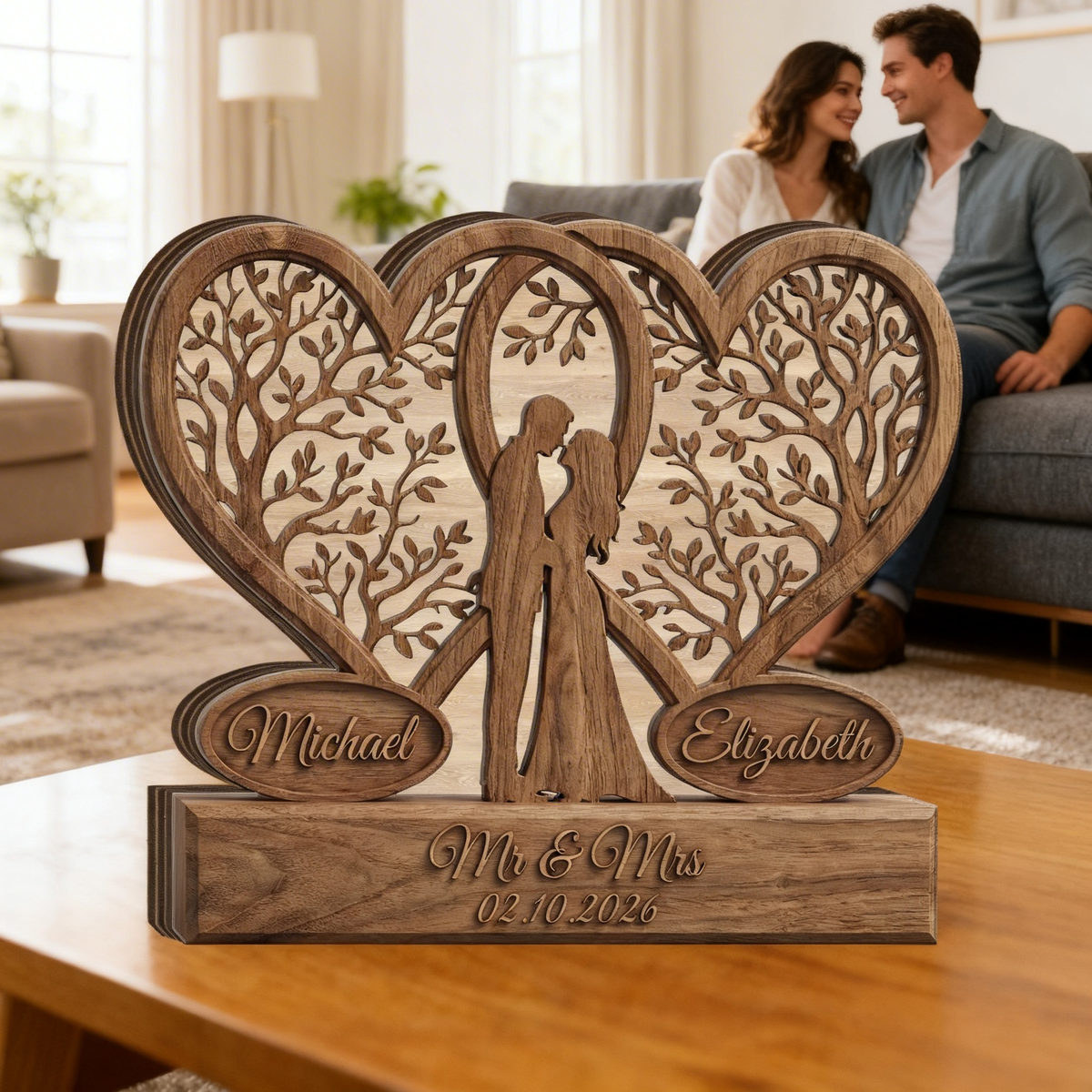 Personalized Mr and Mrs Wood Plaque Custom Couple Anniversary Gift