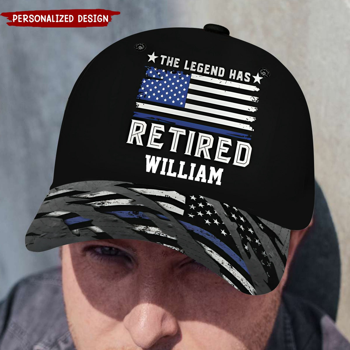 US Police Flag Retired Personalized Classic Cap