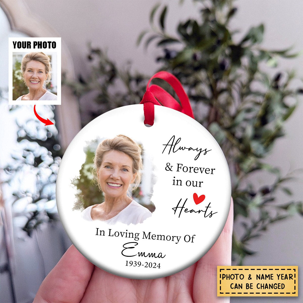 Always & Forever in our Heart - Personalized Ceramic Ornament