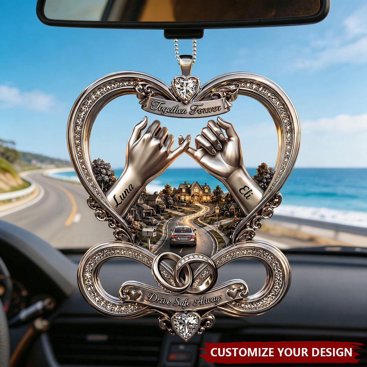 Infinity Love Car Ornament - Personalized Gifts For Couple