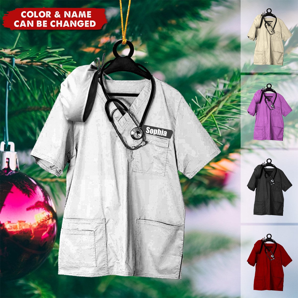 Personalized Nurse Scrub Christmas Ornament