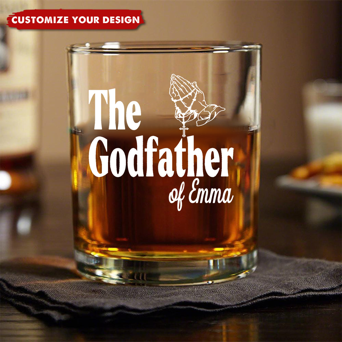 Personalized Custom The Godfather Whiskey Glass, Special Godparent Gift