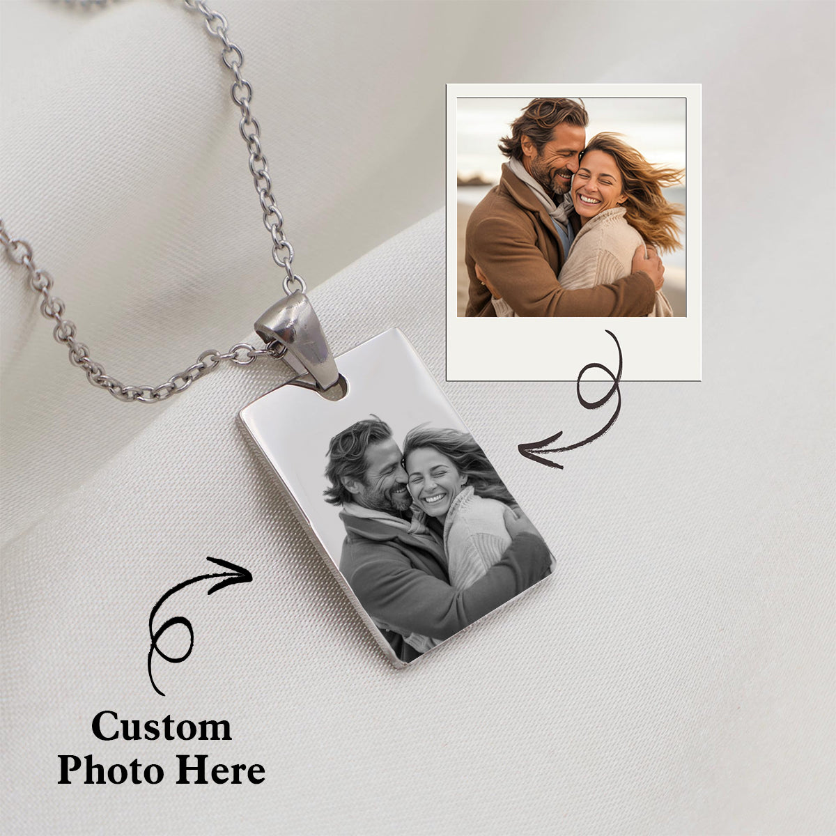 Personalized Custom Photo Necklace Couple Gift
