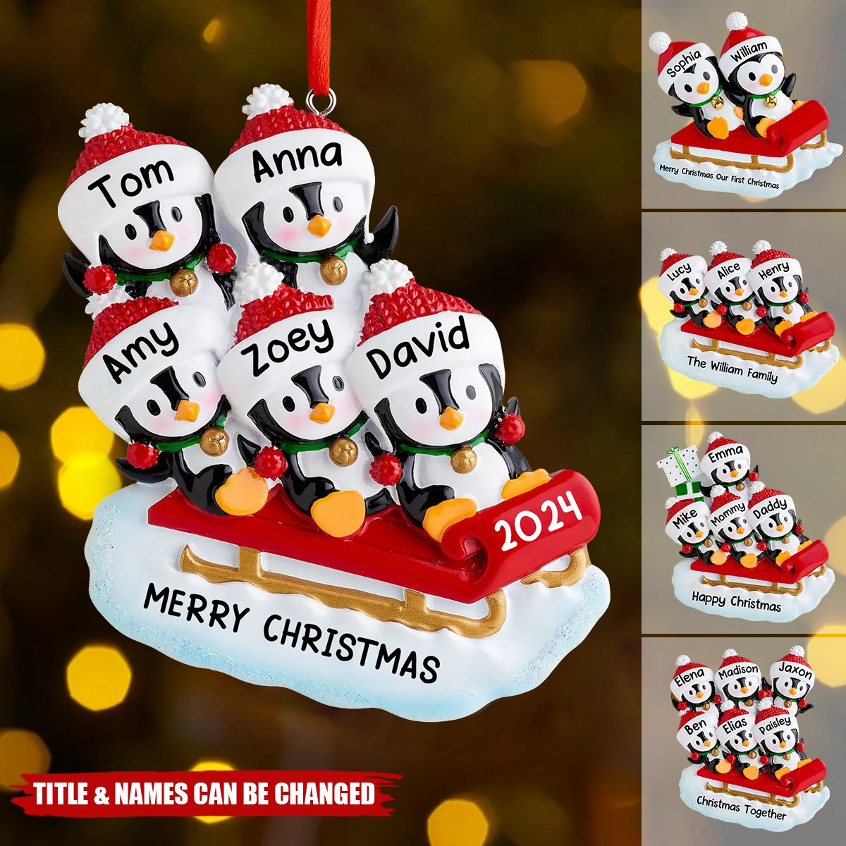 Personalized Home Christmas Decorations - Cute Penguin Ornaments