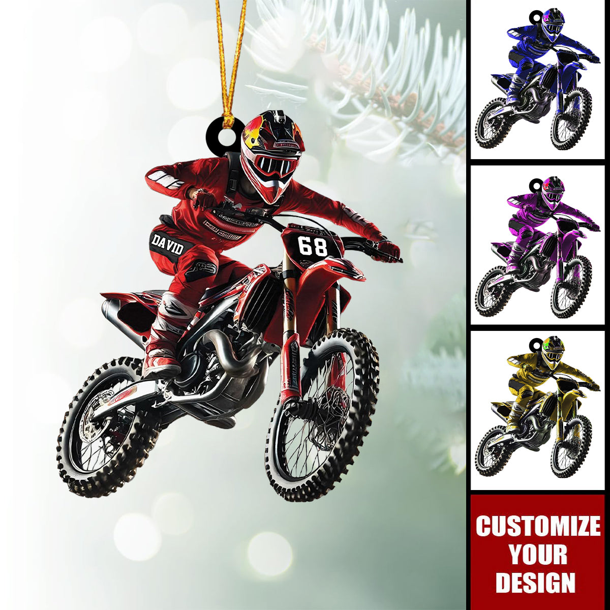 Personalized Motocross Dirt Bike Ornament - Gift for Biker Racer Motocross Racing