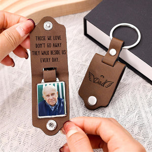 Personalized Leather Keychain with Photo,Memorial Keepsake,Sympathy Gift