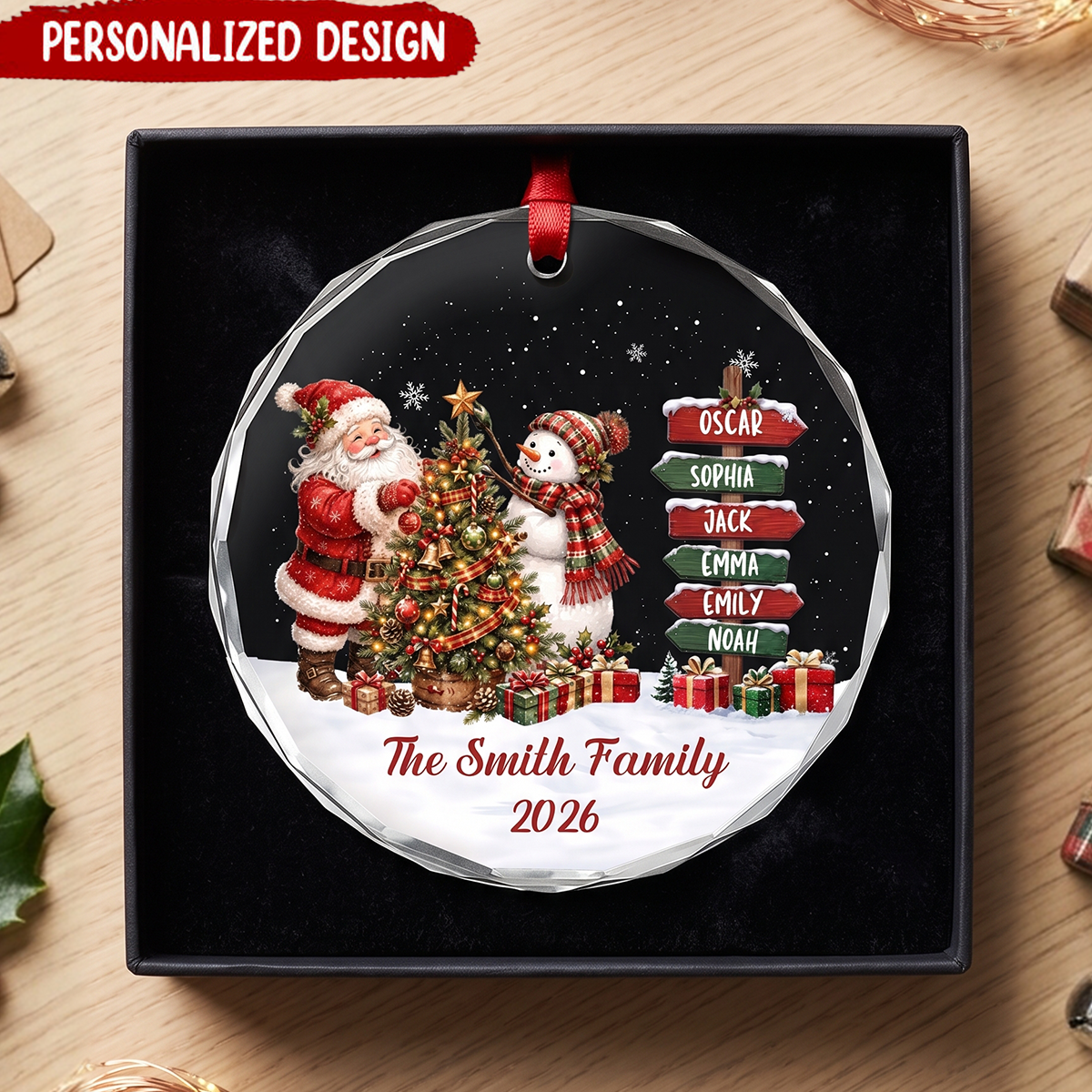 Personalized Family Names Christmas Ornament 2026