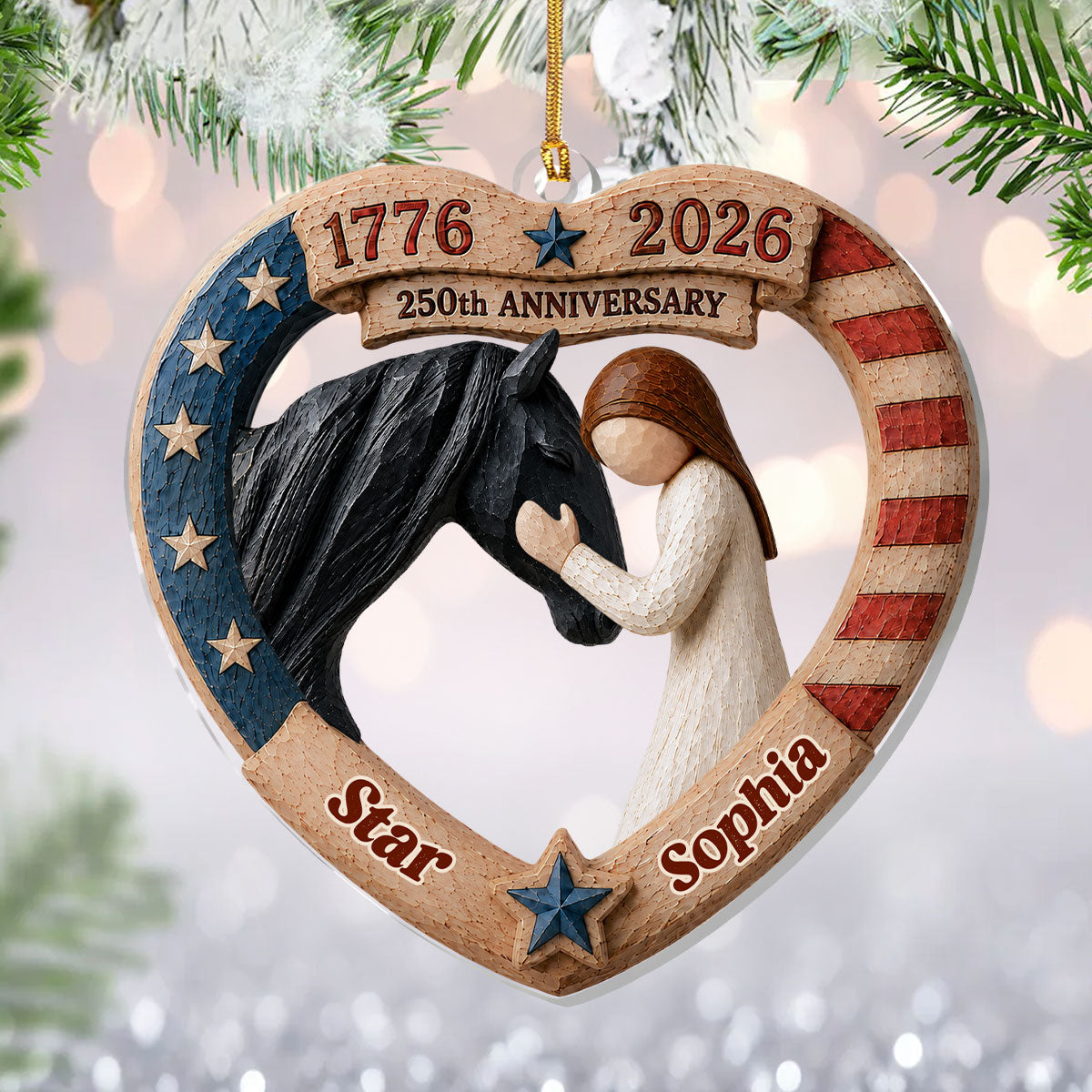 Gift For Horse Lover - Personalized Wooden Ornament