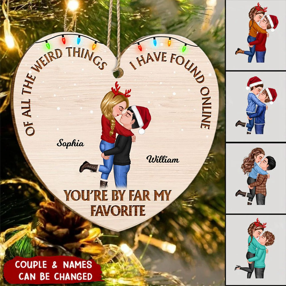 Personalized Christmas Doll Couple Hugging, You're By Far My Favorite Ornament