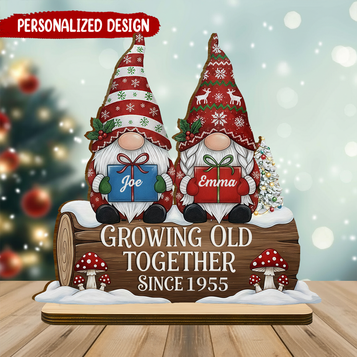 Couple Growing Old Together Decoration - Personalized Wooden Plaque