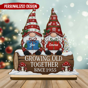 Couple Growing Old Together Decoration - Personalized Wooden Plaque