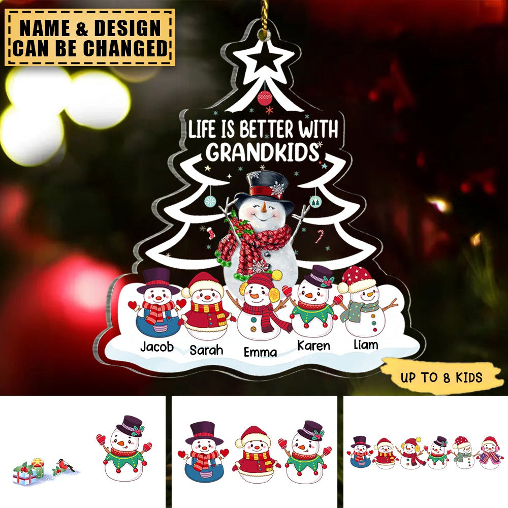 Life Is Better With Grandkids Cute Christmas Snowman Personalized Ornament