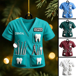 Personalized Dentist Ornament With Name, Custom Dental Uniform Gift