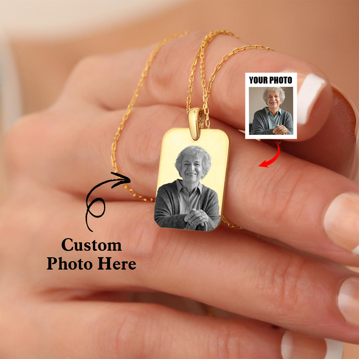 Personalized Custom Photo Necklace Couple Gift
