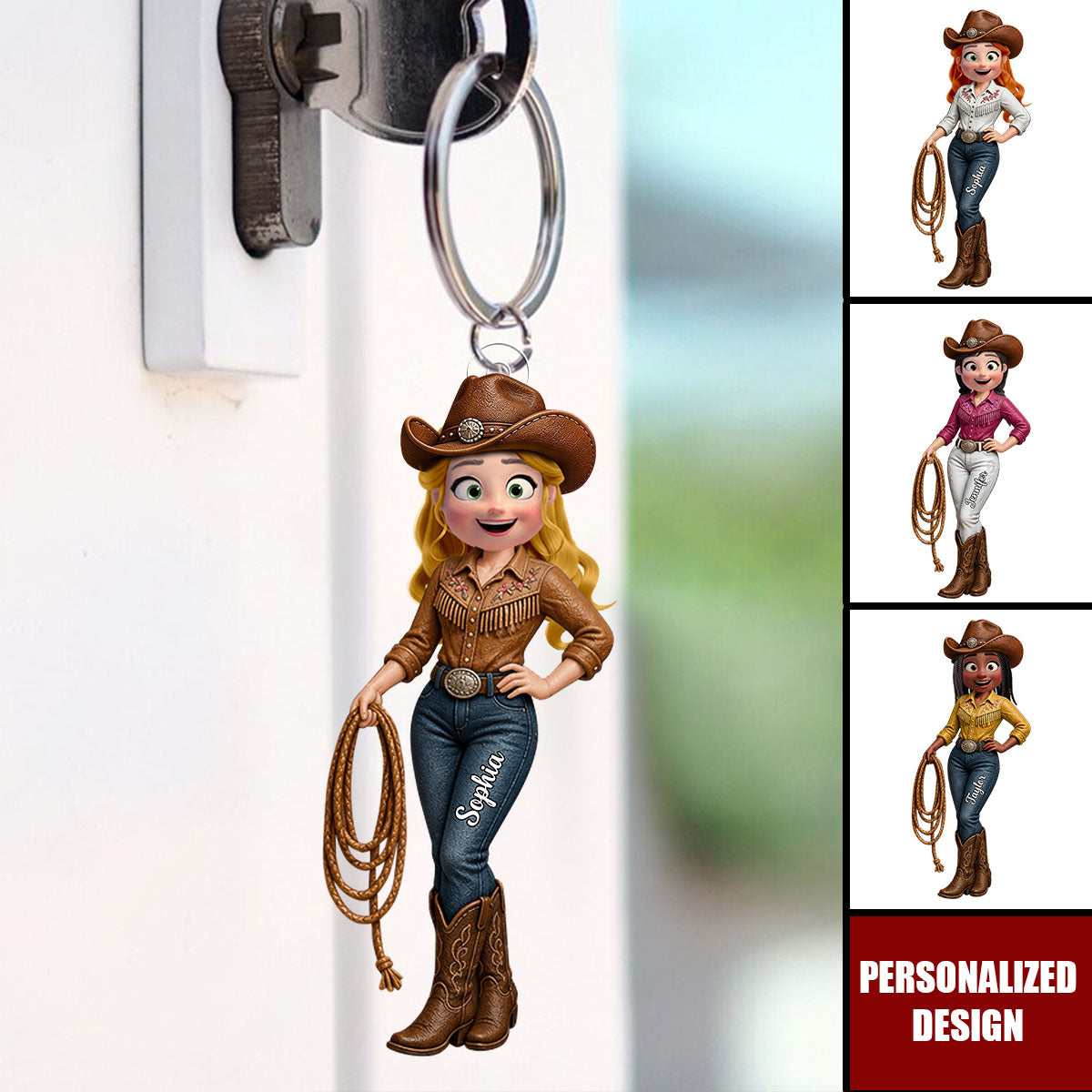 Cowgirl Keychain - Personalized Gifts For Cowgirl