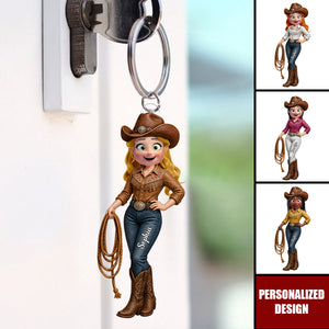Cowgirl Keychain - Personalized Gifts For Cowgirl