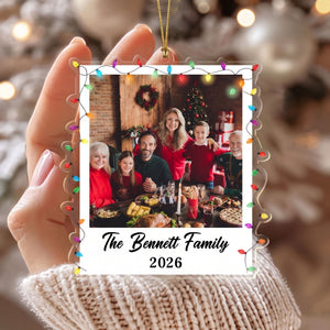 Personalized Family Christmas Lights Polaroid Ornament