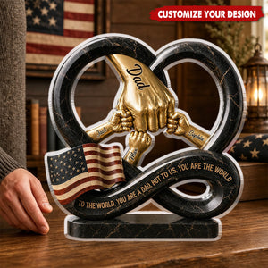 To Us, You Are The World - Personalized Father Custom Shaped Acrylic Plaque