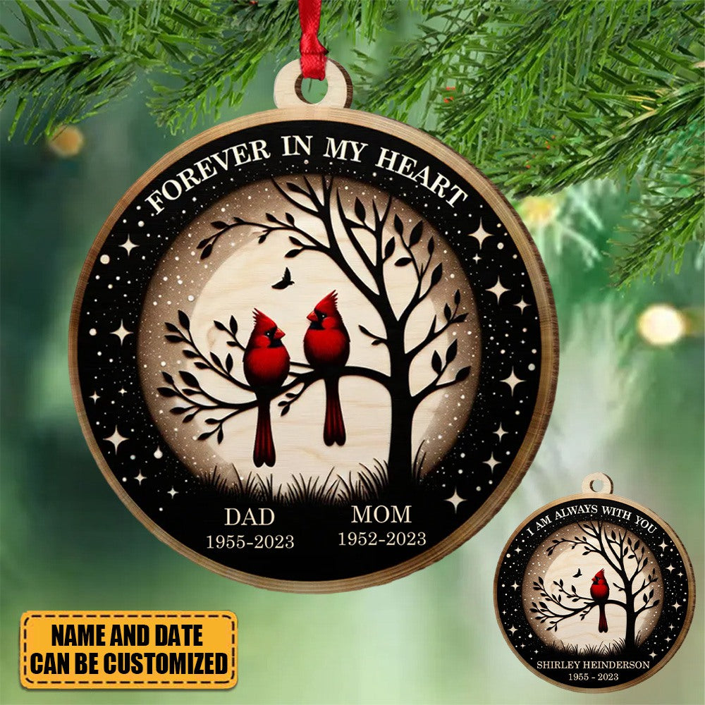 Forever In My Heart Memorial Cardinal Personalized Acrylic Ornament