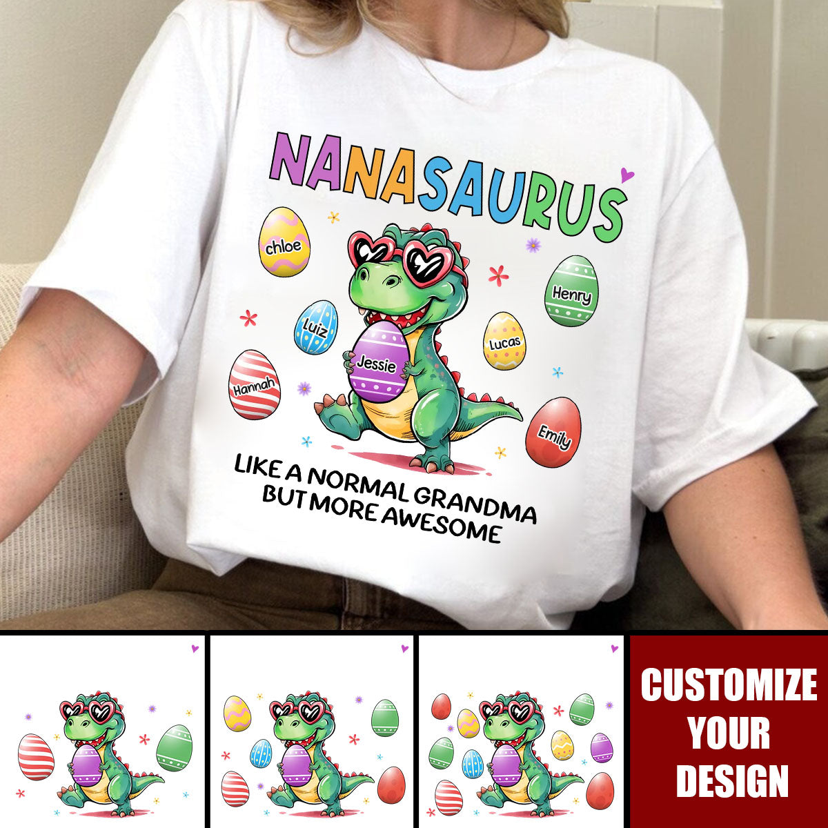 Personalized Grandmasaurus Easter Egg Spring Gift T-Shirt