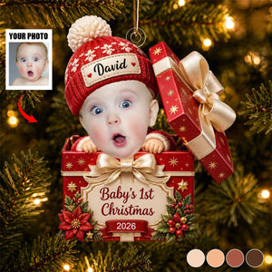 Baby Inside Gift Box-Personalized Baby Photo Ornament For Newborn