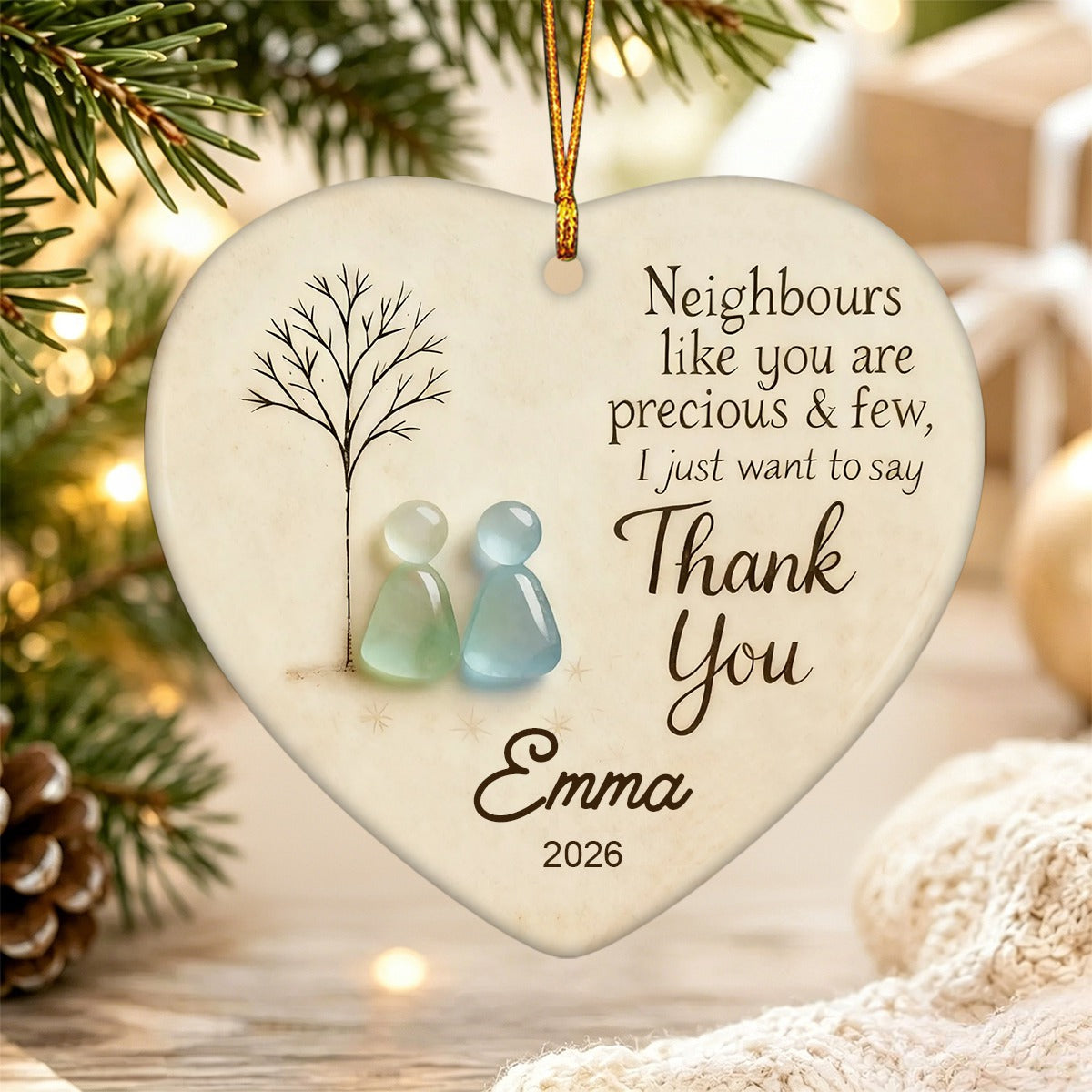 "Thank You Neighbours" Personalized Heart - Shaped Ornament