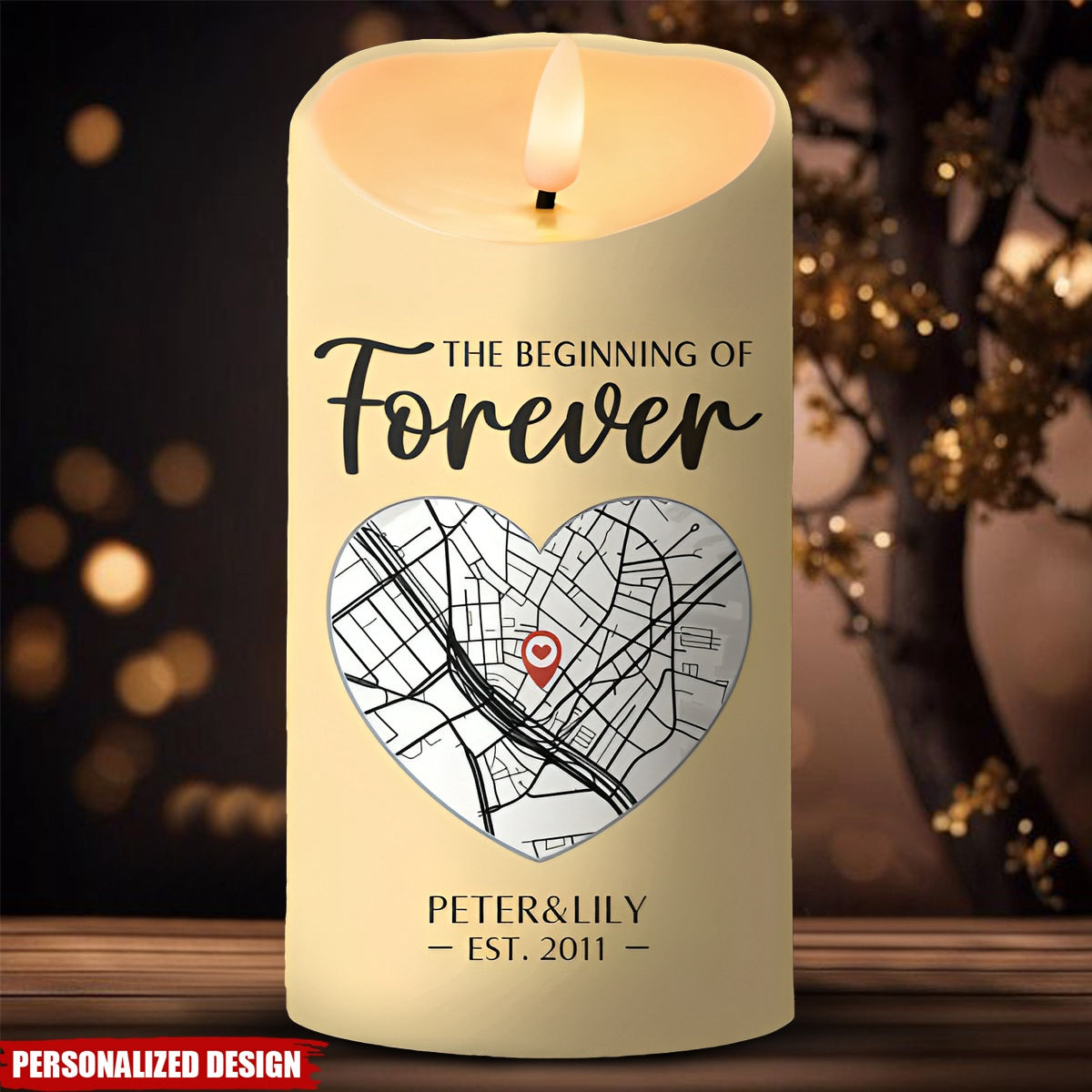 The Beginning Of Forever-Personalized Couple Commemorative LED Candle