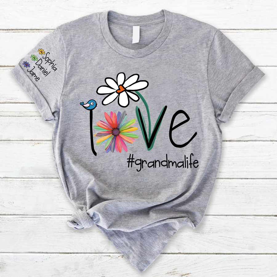 Personalized Love Grandma Life Flower T-Shirt