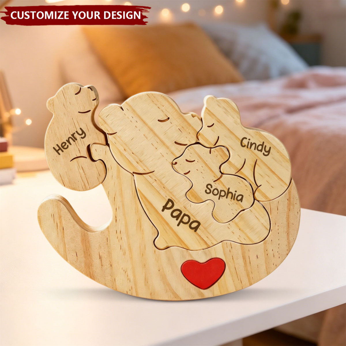 Personalized Bear Family Wooden Plaque Puzzle-Special Gift For Family