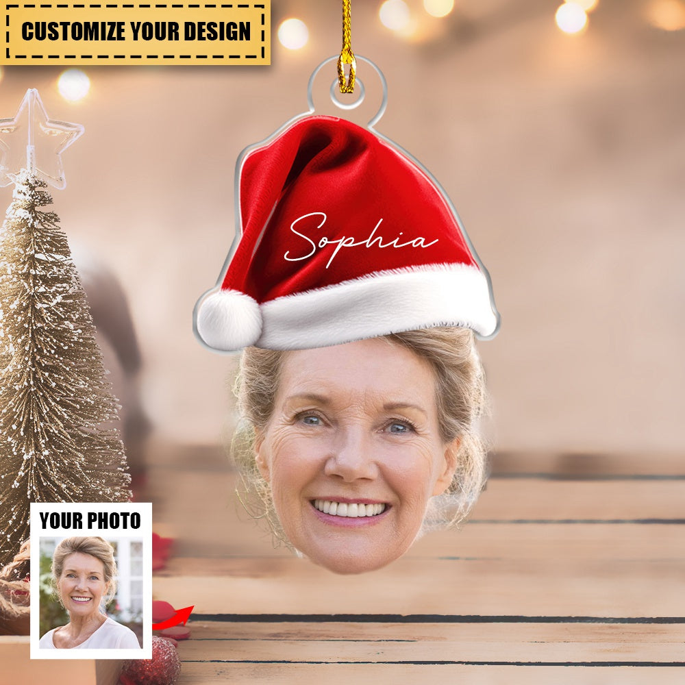 Funny Christmas Face - Personalized Acrylic Photo Ornament
