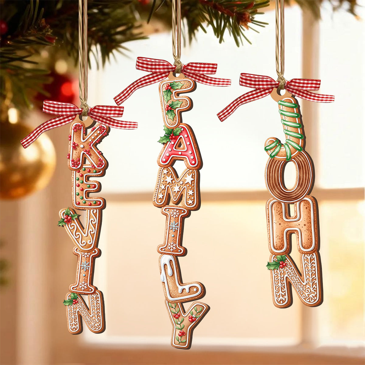 Custom Gingerbread Letter Wooden Ornament - Sweet Gingerbread Dreams