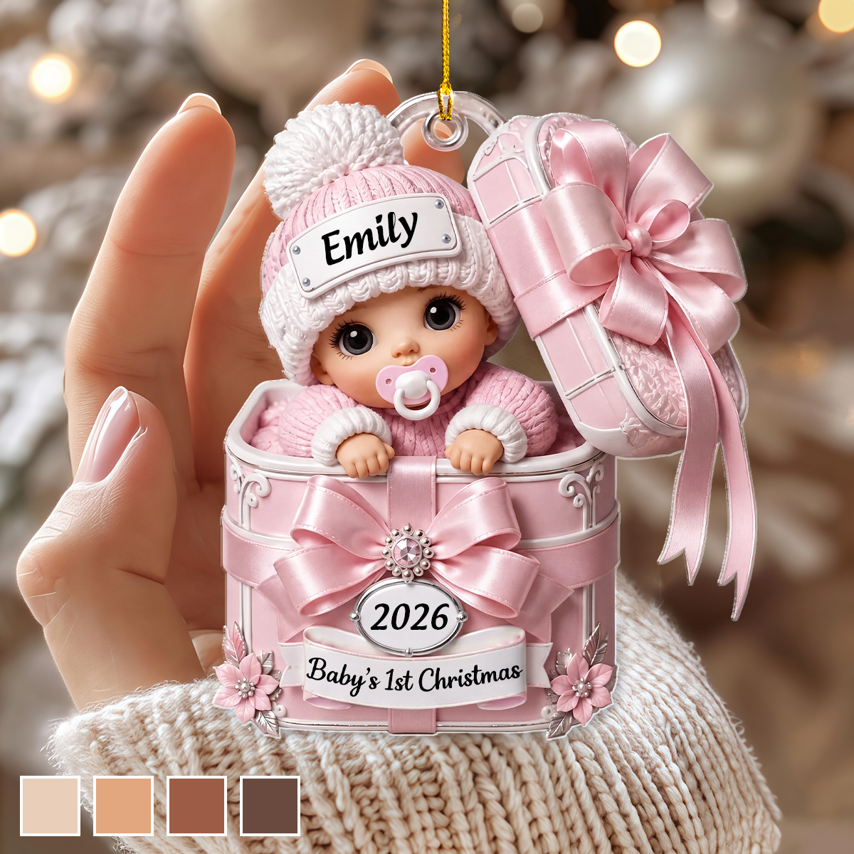 Personalized Baby’s First Christmas Ornament 2026, Custom Baby Name Acrylic Keepsake