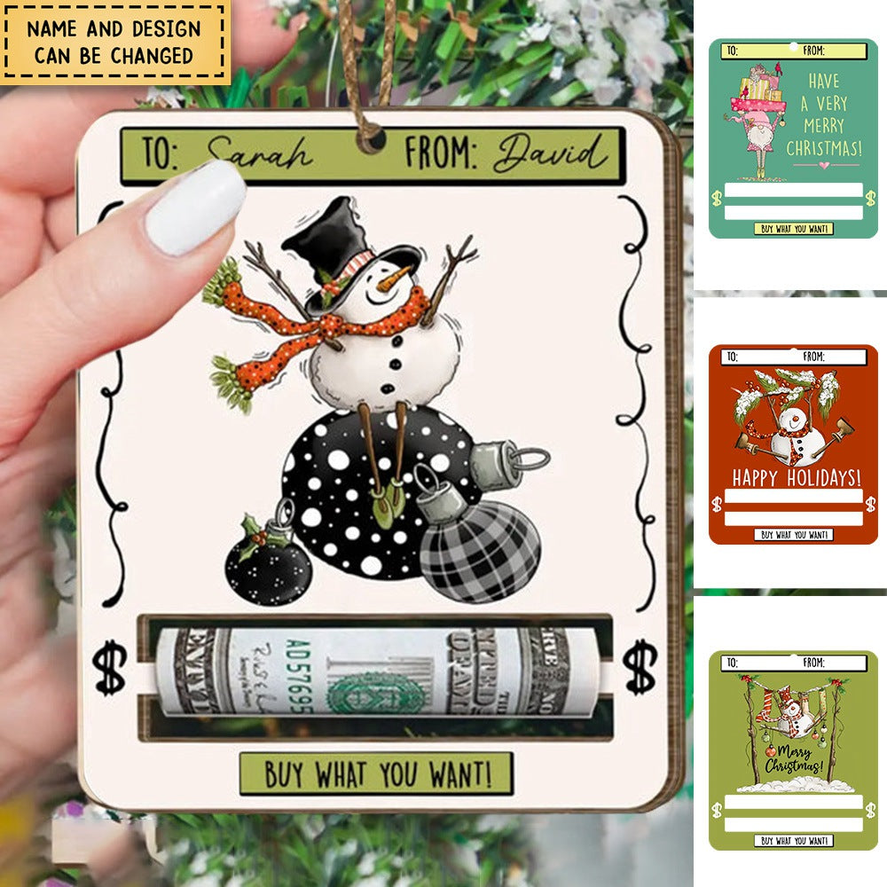 Merry Christmas Money Card - Personalized Money Holder Ornament
