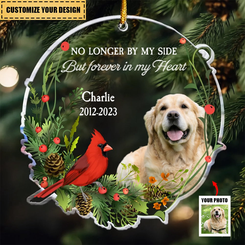 No Longer By My Side But Forever In My Heart - Personalized Acrylic Photo Ornament