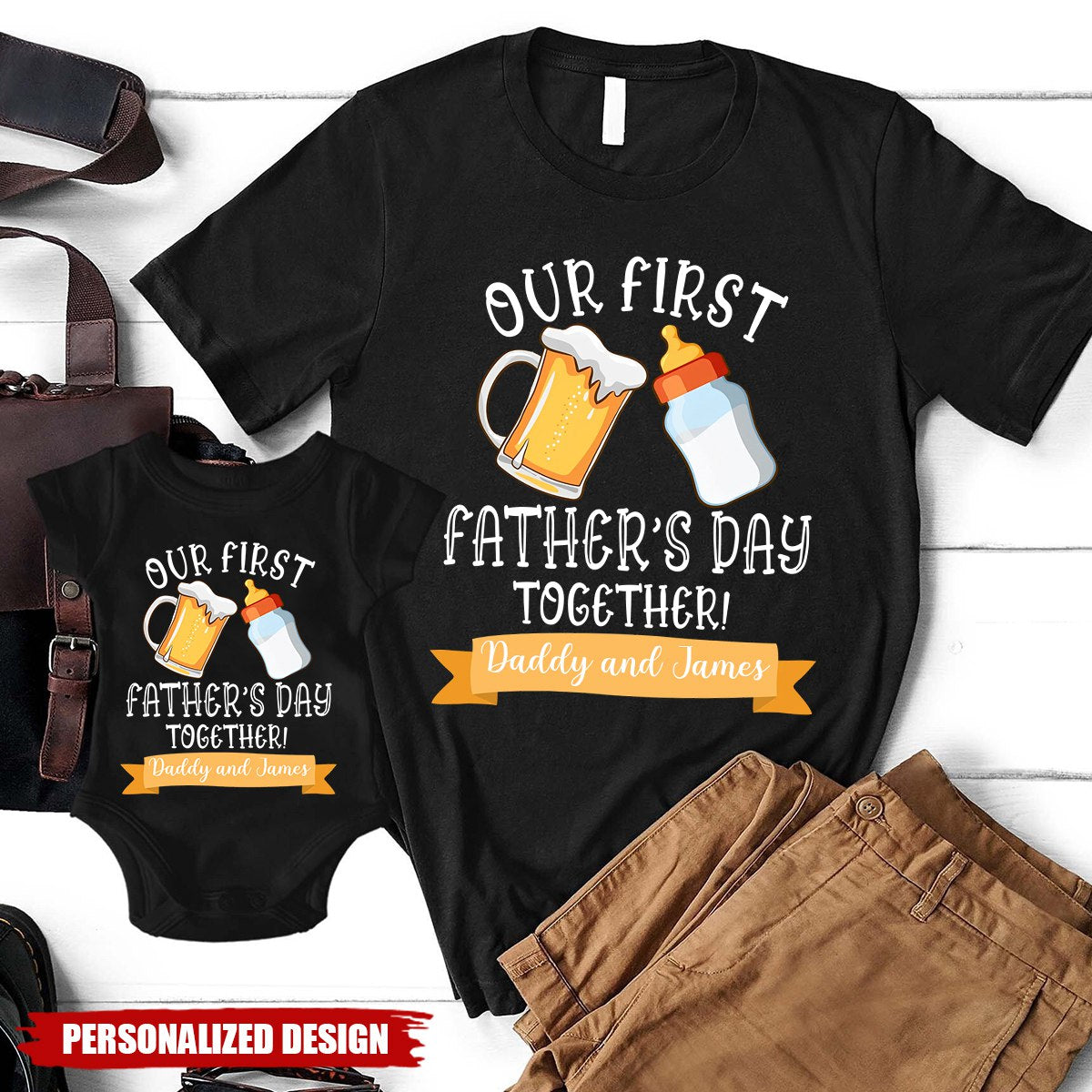 Our First Father’s Day Together - Personalized T-Shirt, Matching Shirt For Dad And Kid