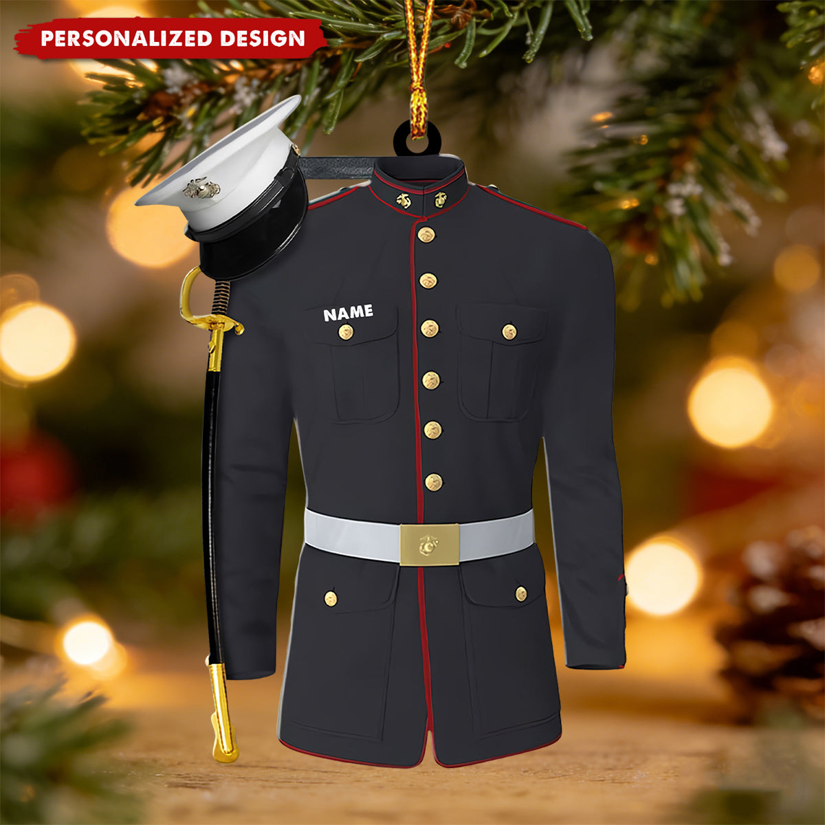 Marine Uniform Ornament - Personalized Custom Shaped Acrylic Ornament - Christmas Gift For Military, Army Dad, Husband