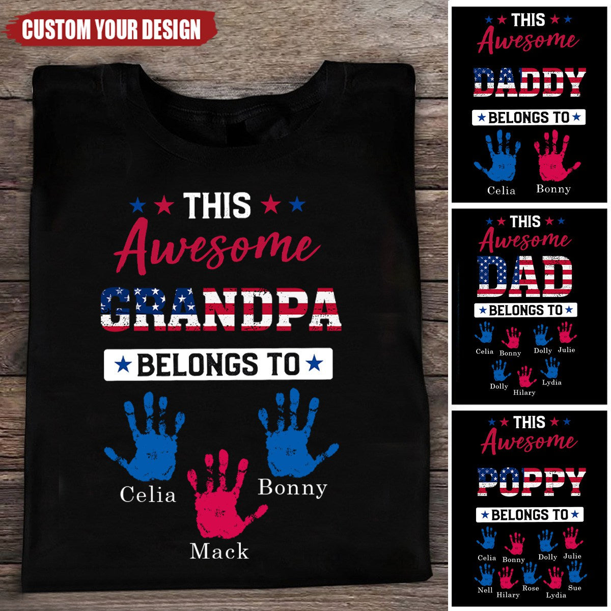 This Awesome Dad Belongs To - July 4th Independence Day Personalized Grandpa Dad Shirt