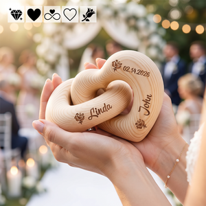 Personalized Double Heart Wooden Sculpture