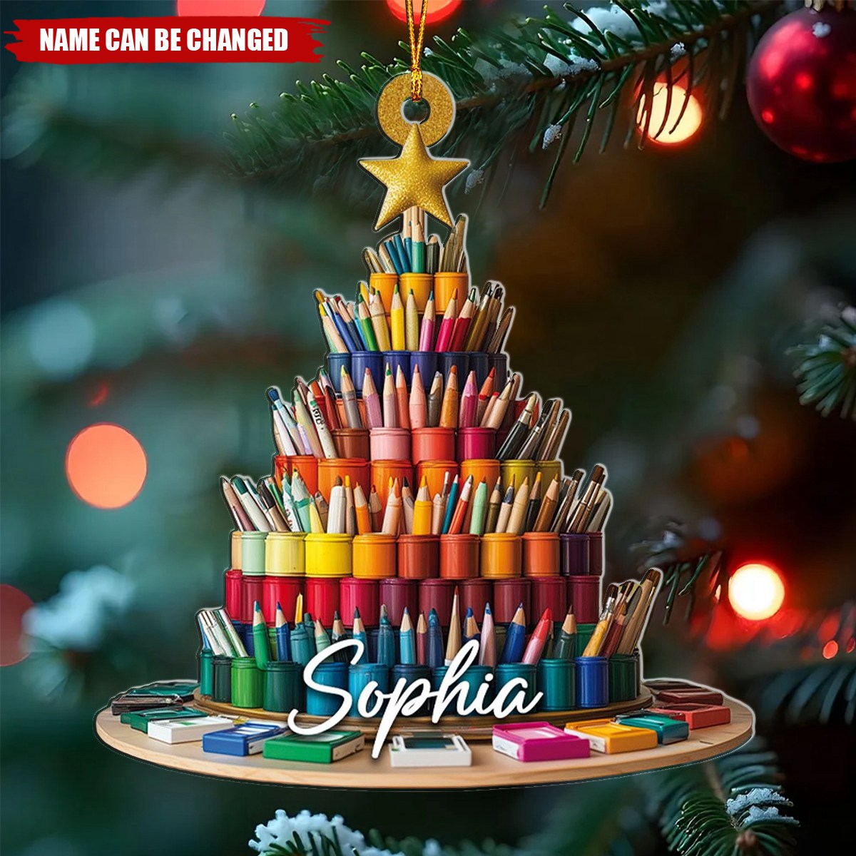 Personalized Painting Palette Ornament, Custom Name Christmas Ornament