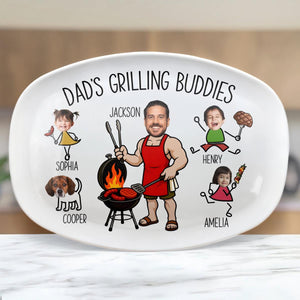 Personalized Dad's Grilling Buddies Plate, Father's Day Gift For Daddy, Husband, Grandpa