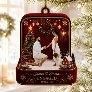 Personalized Proposal Photo Acrylic Ornament, Engagement Ornament Christmas Gift For Couple