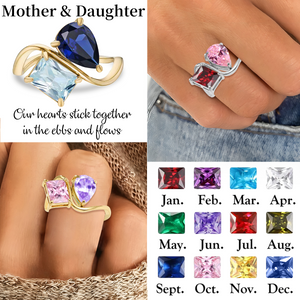 Personalized Two Birthstone Ring, Mother Daughter Jewelry, Mother's Day Gift