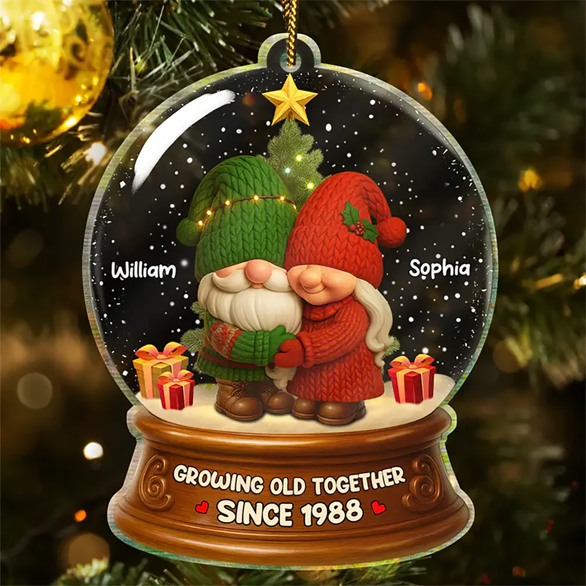 Christmas Couple Growing Old Together - Custom Acrylic Ornament