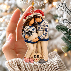 Personalized Pregnancy Christmas Ornament, Expecting Parents Baby Announcement