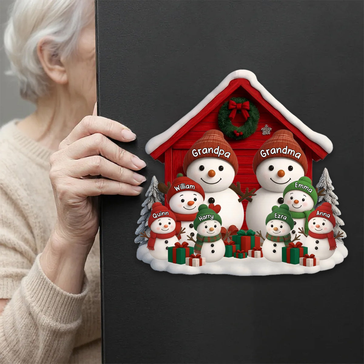 Nana House Christmas, Snowman Family - Personalized Decal