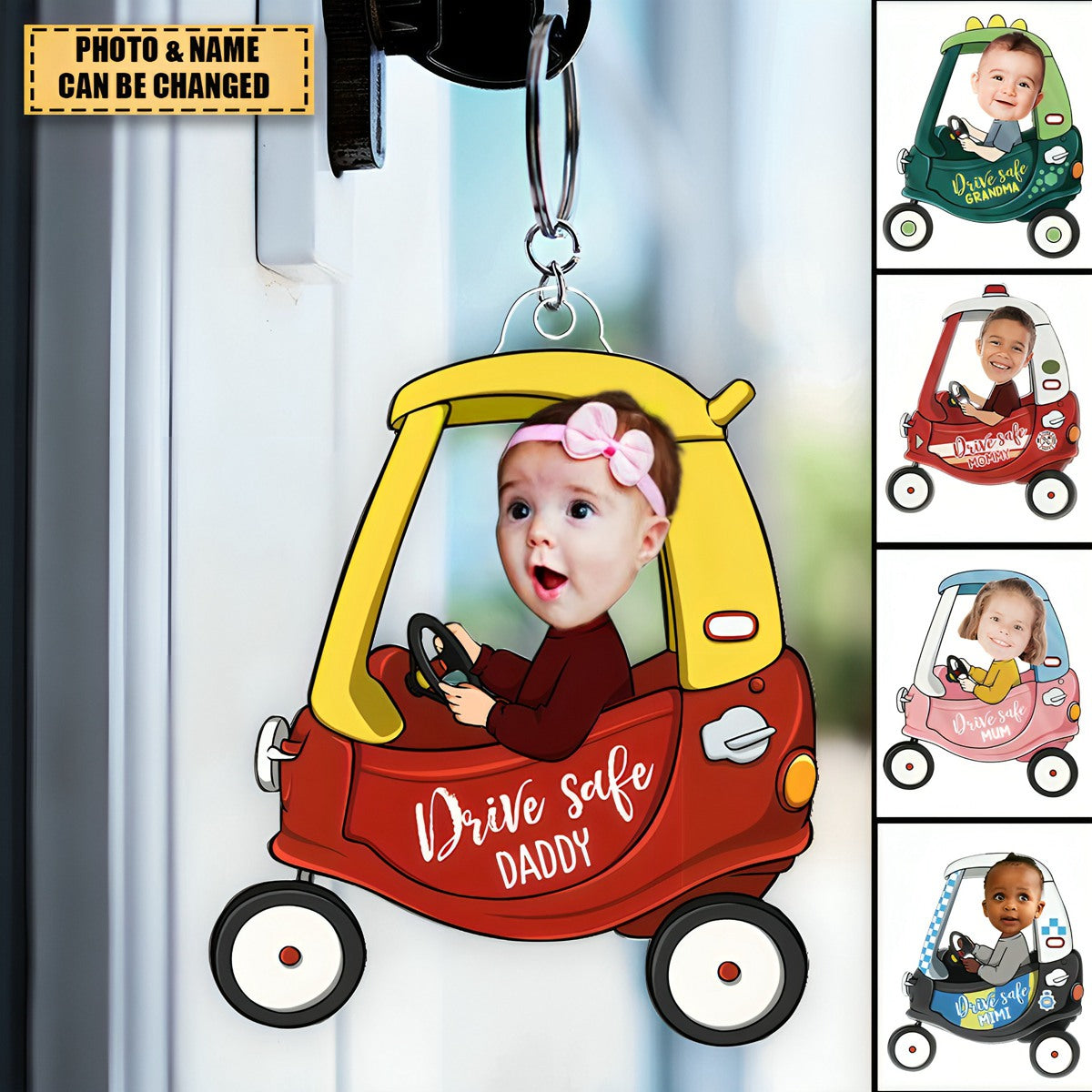 Custom Photo Drive Safe Daddy - Personalized Acrylic Keychain