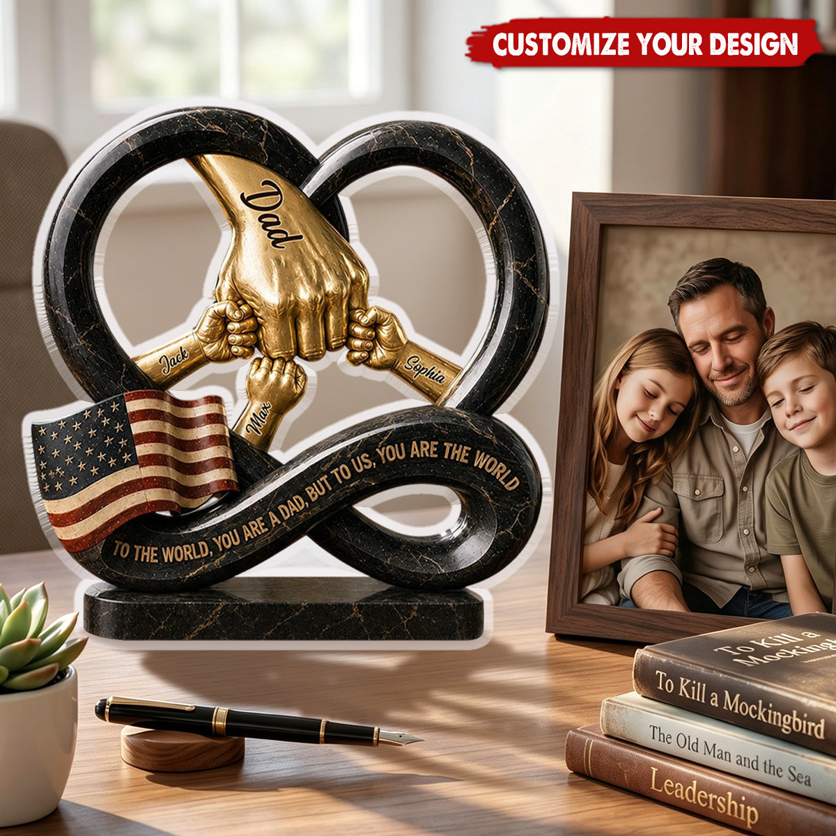 To Us, You Are The World - Personalized Father Custom Shaped Acrylic Plaque