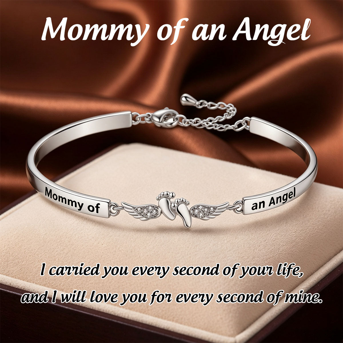 Angel Mom Bracelet Memorial Footprints Baby, Baby Loss Sympathy Gift