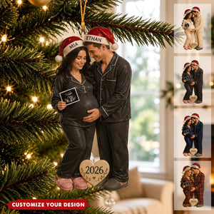 Personalized Photo Pregnancy Christmas Ornament, Expecting Parents Gift, Baby Announcement, Baby Bump Keepsake, See You In 2026