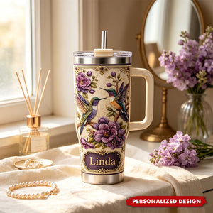 Personalized Hummingbird Tumbler With Handle